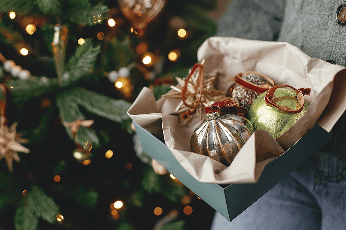 Boîtes de rangement de Noël : sapin et décoration